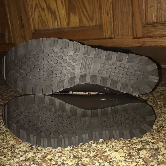 Coach Signature C Patten Leather Fur Boots - Picture 9 of 14